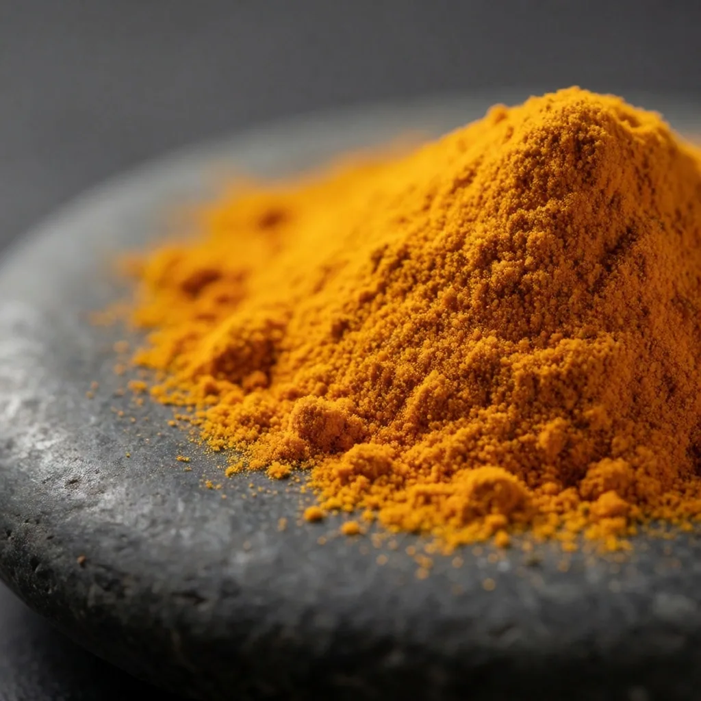 Ground turmeric powder on stone