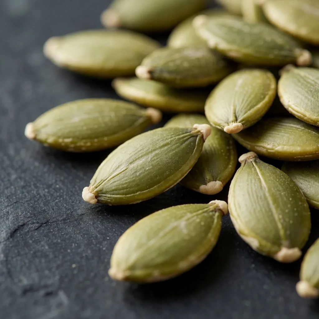 Raw pumpkin seeds on stone, a natural zinc source
