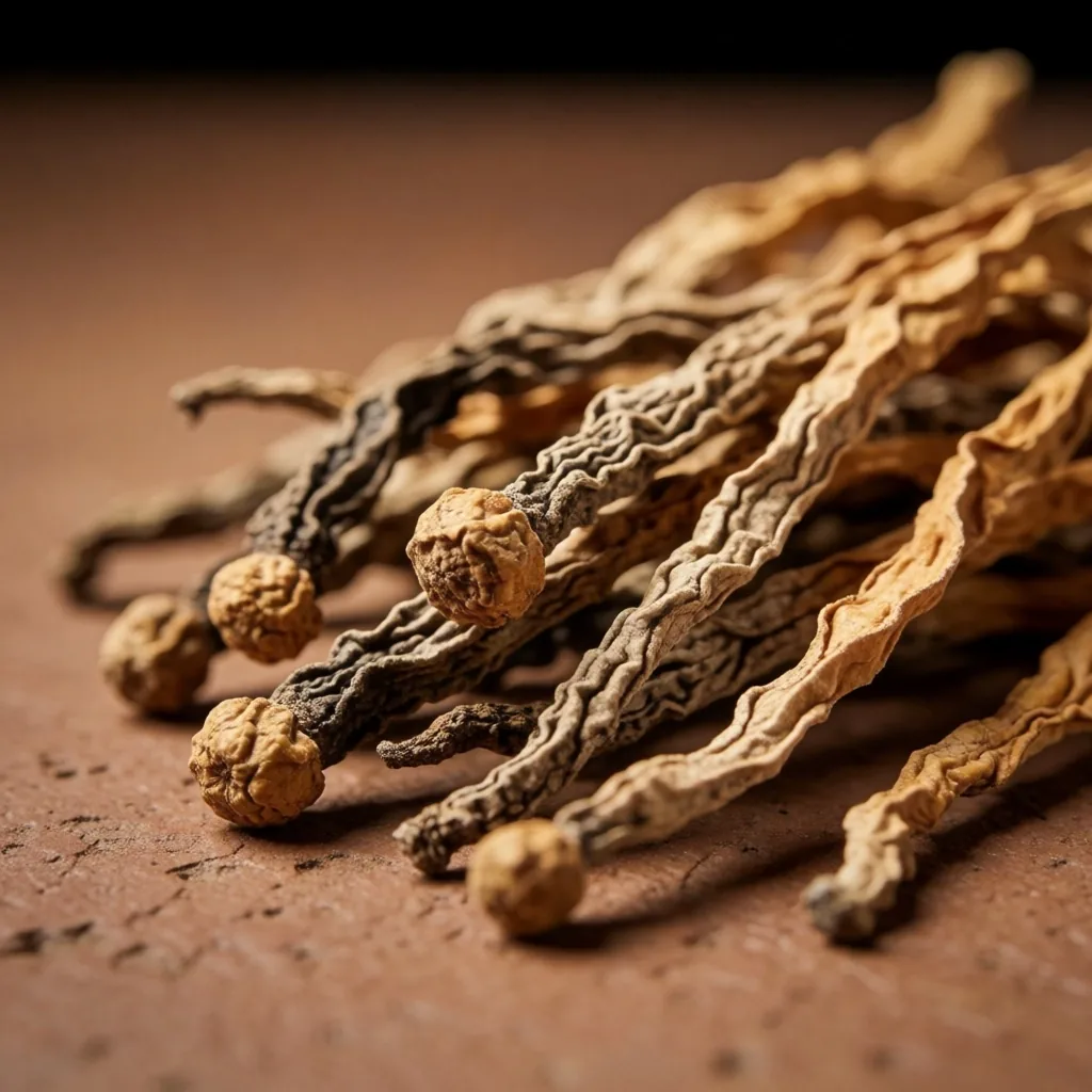 Dried cordyceps mushrooms