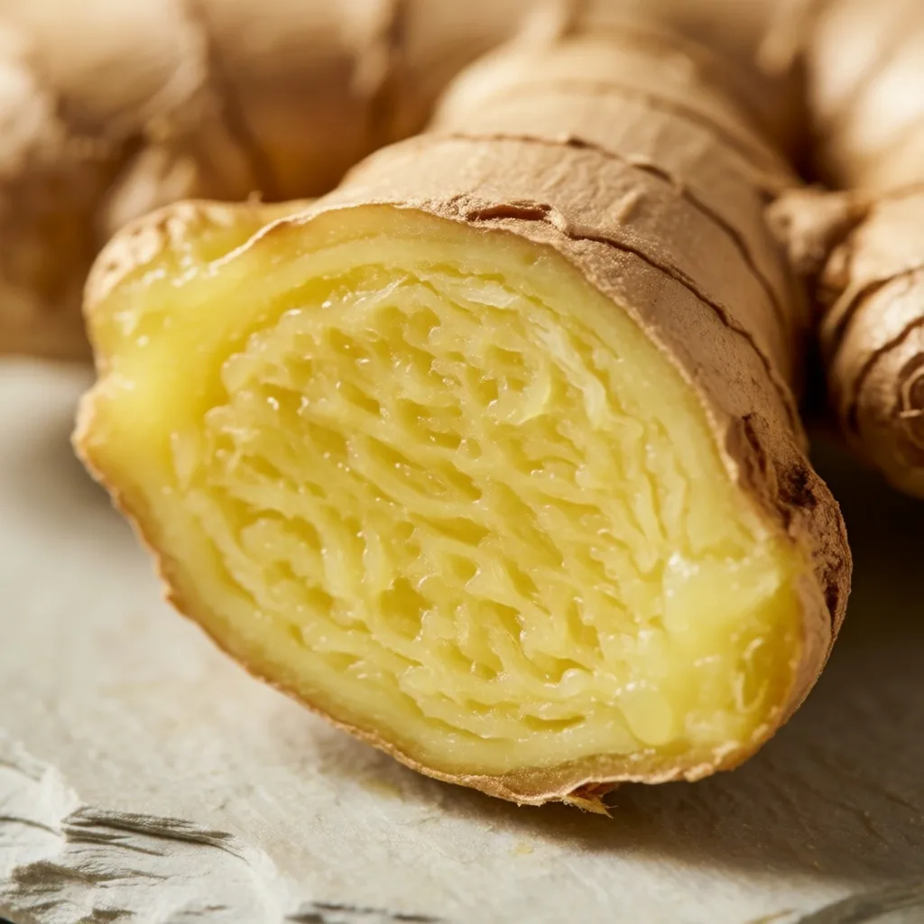 Fresh ginger root cross-section